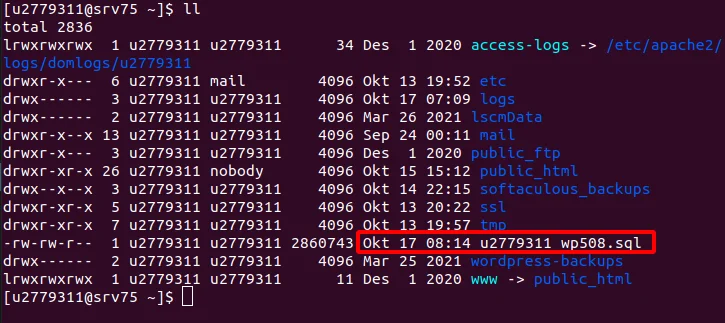 Backup Database menggunakan MYSQLDUMP di SSH 2
