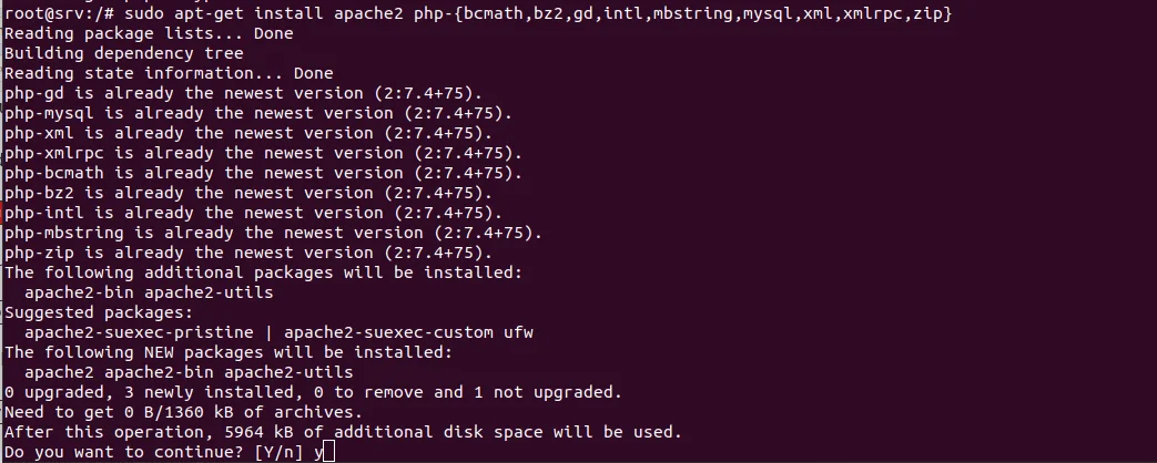 Install webserver apache ubuntu 20.04