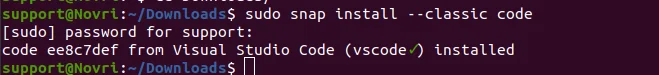 Install Visual Studio Code menggunakan snap